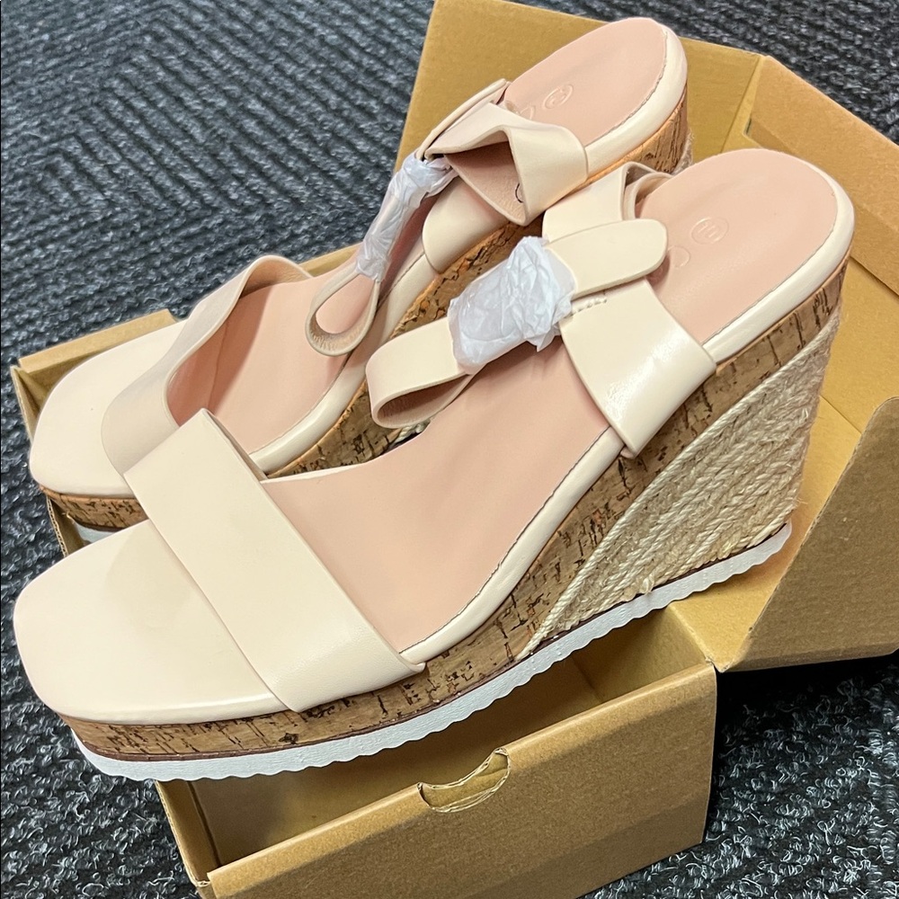 Elegant Cream Wedge Sandals